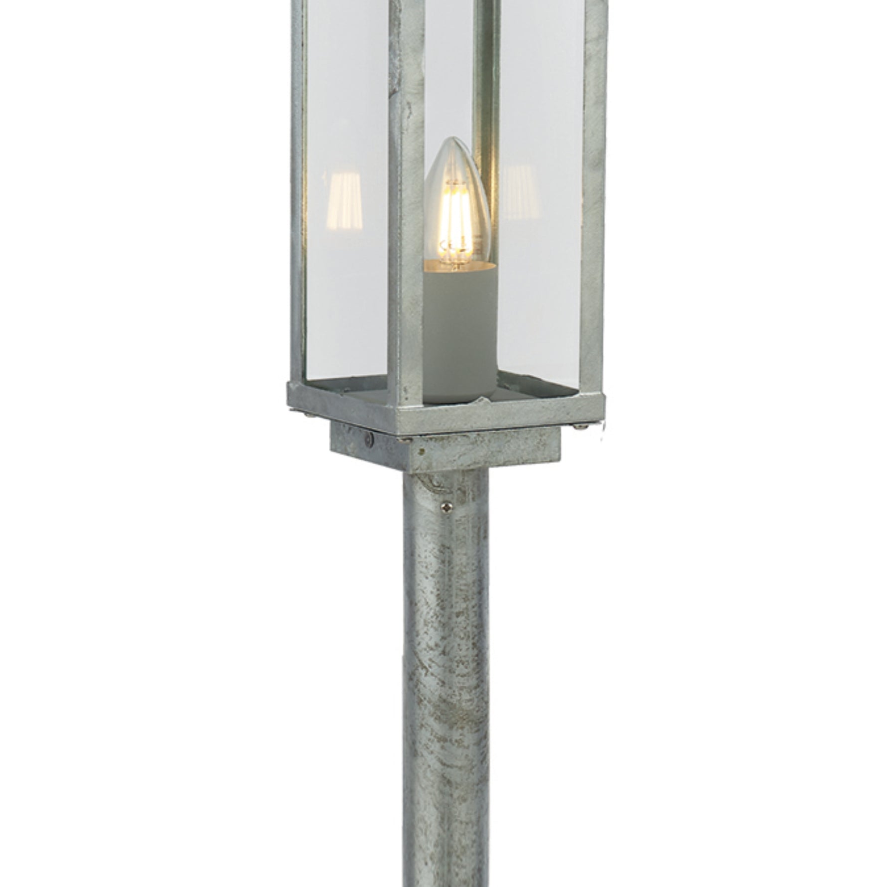 Searchlight Electric Box II Outdoor Post - Galvanised Silver Metal & Glass 90151-900SI