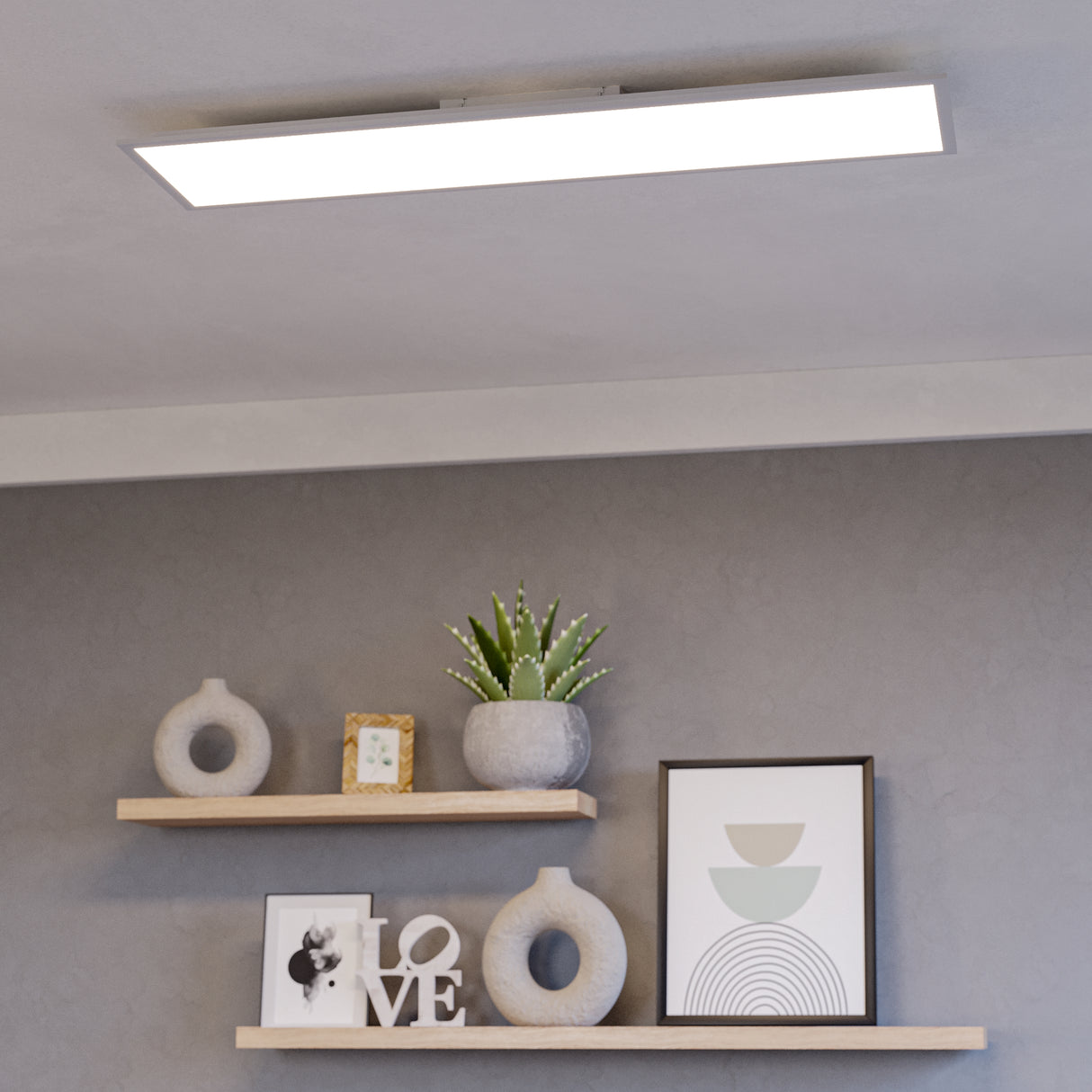 Eglo EU Moradillo-Z White Steel LED Smart Control Ceiling Light, 29.5 x 119.5cm