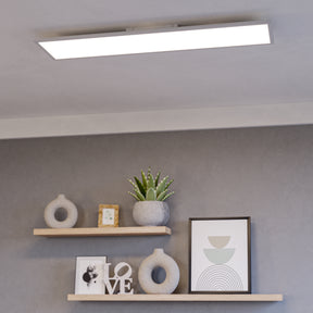 Eglo EU Moradillo-Z White Steel LED Smart Control Ceiling Light, 29.5 x 119.5cm