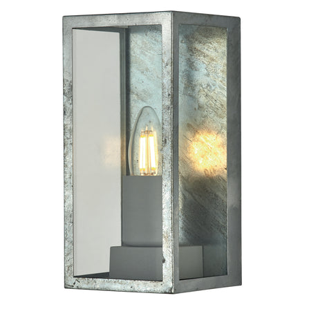 Box II Outdoor Wall Light - Galvanised Silver Metal & Glass