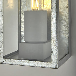 Searchlight Electric Box II Outdoor Wall Light - Galvanised Silver Metal & Glass 90151SI