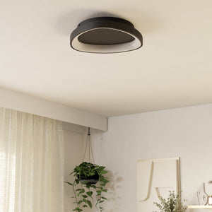Eglo EU Loretello Steel LED Modern Ceiling Light, Black 35cm