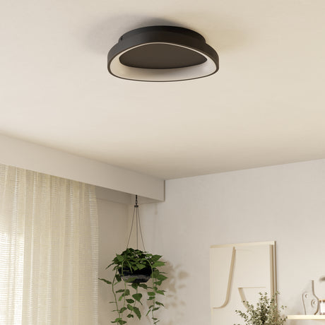 Eglo EU Loretello Steel LED Modern Ceiling Light, Black 35cm