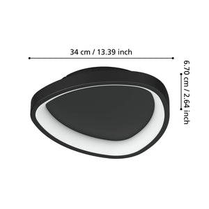 Eglo EU Loretello Steel LED Modern Ceiling Light, Black 35cm