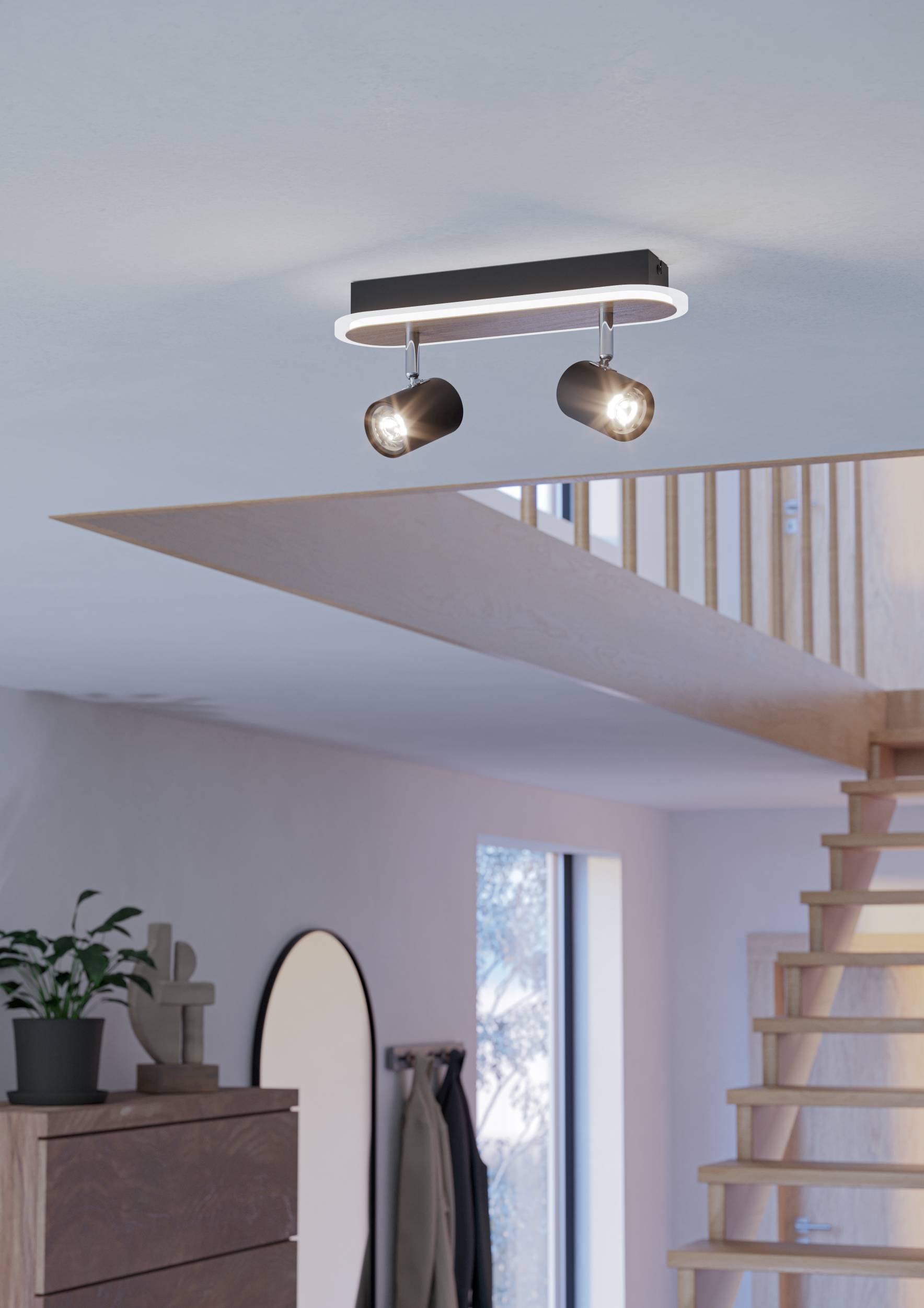 Eglo EU Calliera Black & Brass Steel Dual LED Square Modern Ceiling Light product image - Endon Lighting from First Light Direct with great prices and fast UK delivery