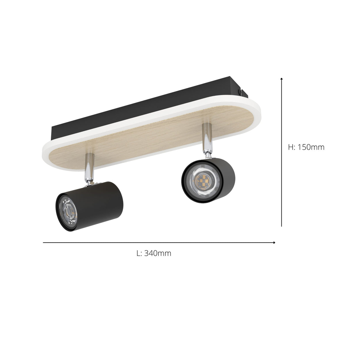 Eglo EU Rimbocchi Black/Brown Steel Modern 2-Light Spotlight