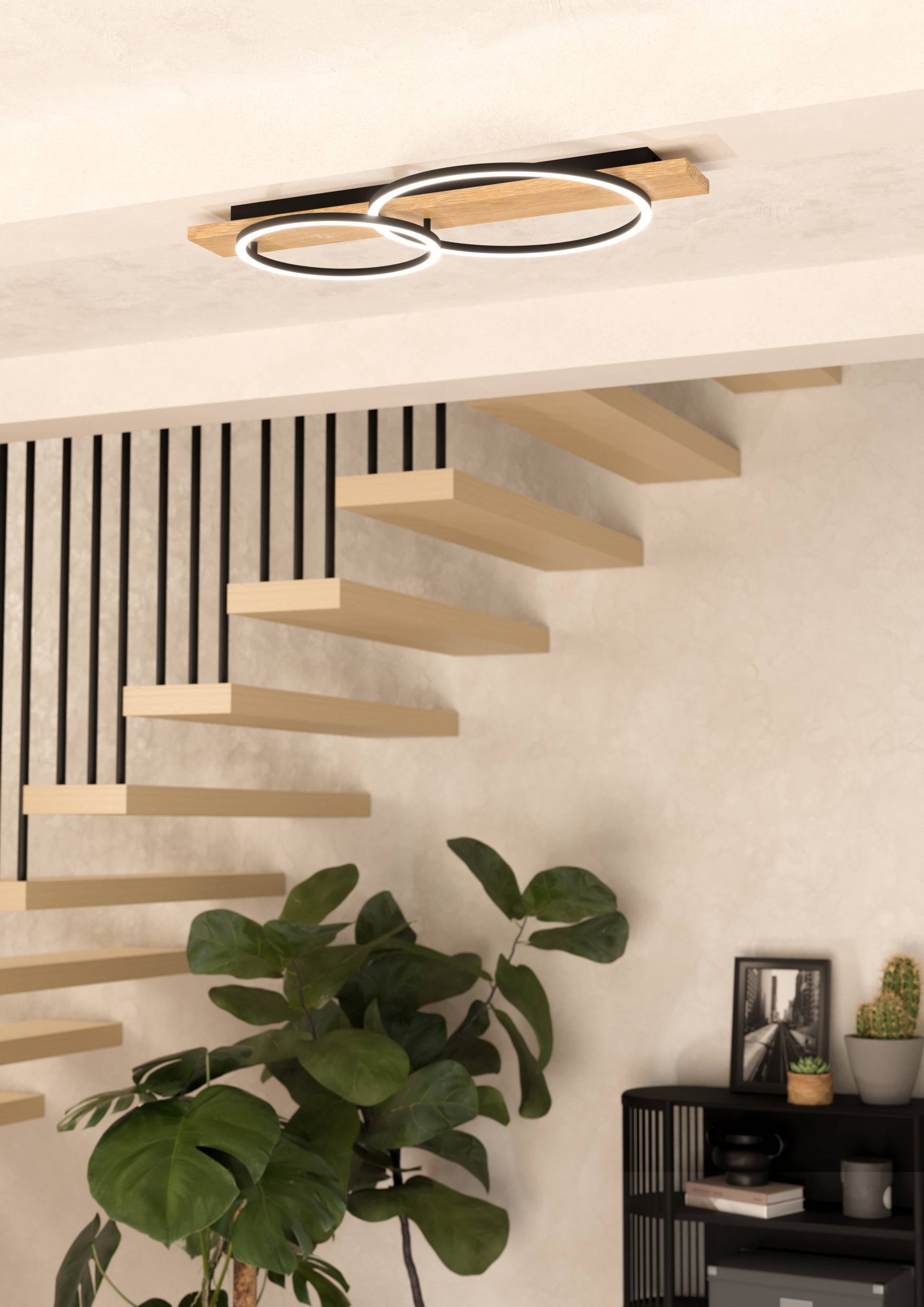 Eglo EU Conomavilla-Z Black Steel Conical Shades Modern Smart Control 3-Light Pendant