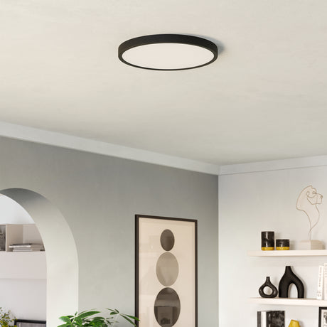 Eglo EU Fueva 6-Z Smart Control RGB IP44 Plastic Round Ceiling Light, 38.9cm Black