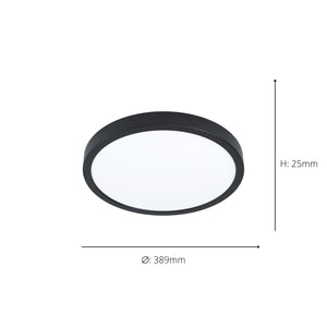 Eglo EU Fueva 6-Z Smart Control RGB IP44 Plastic Round Ceiling Light, 38.9cm Black