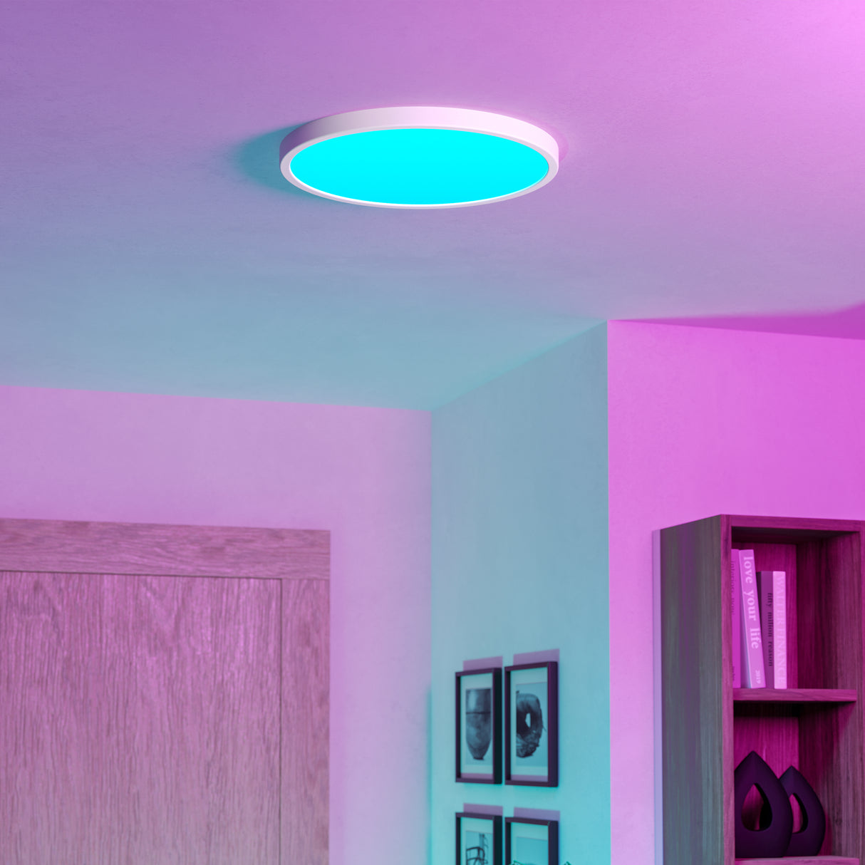 Eglo EU Fueva 6-Z Smart Control RGB IP44 Plastic Round Ceiling Light, 38.9cm White