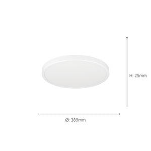 Eglo EU Fueva 6-Z Smart Control RGB IP44 Plastic Round Ceiling Light, 38.9cm White