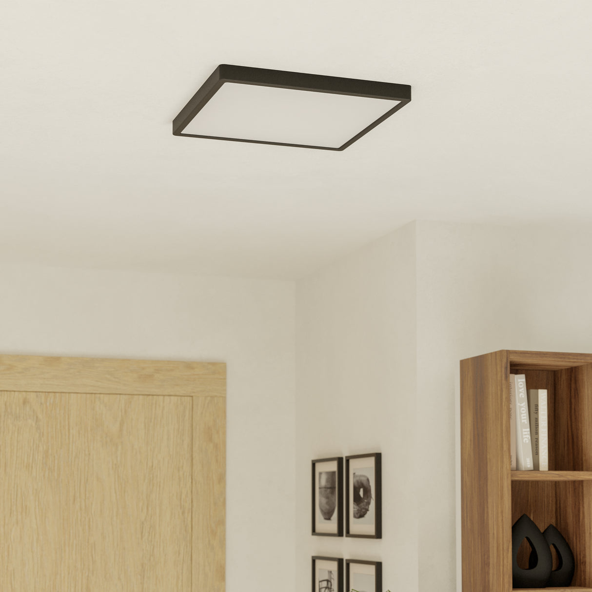 Eglo EU Fueva 6-Z Smart Control RGB IP44 Plastic Square Ceiling Light, 39cm Black