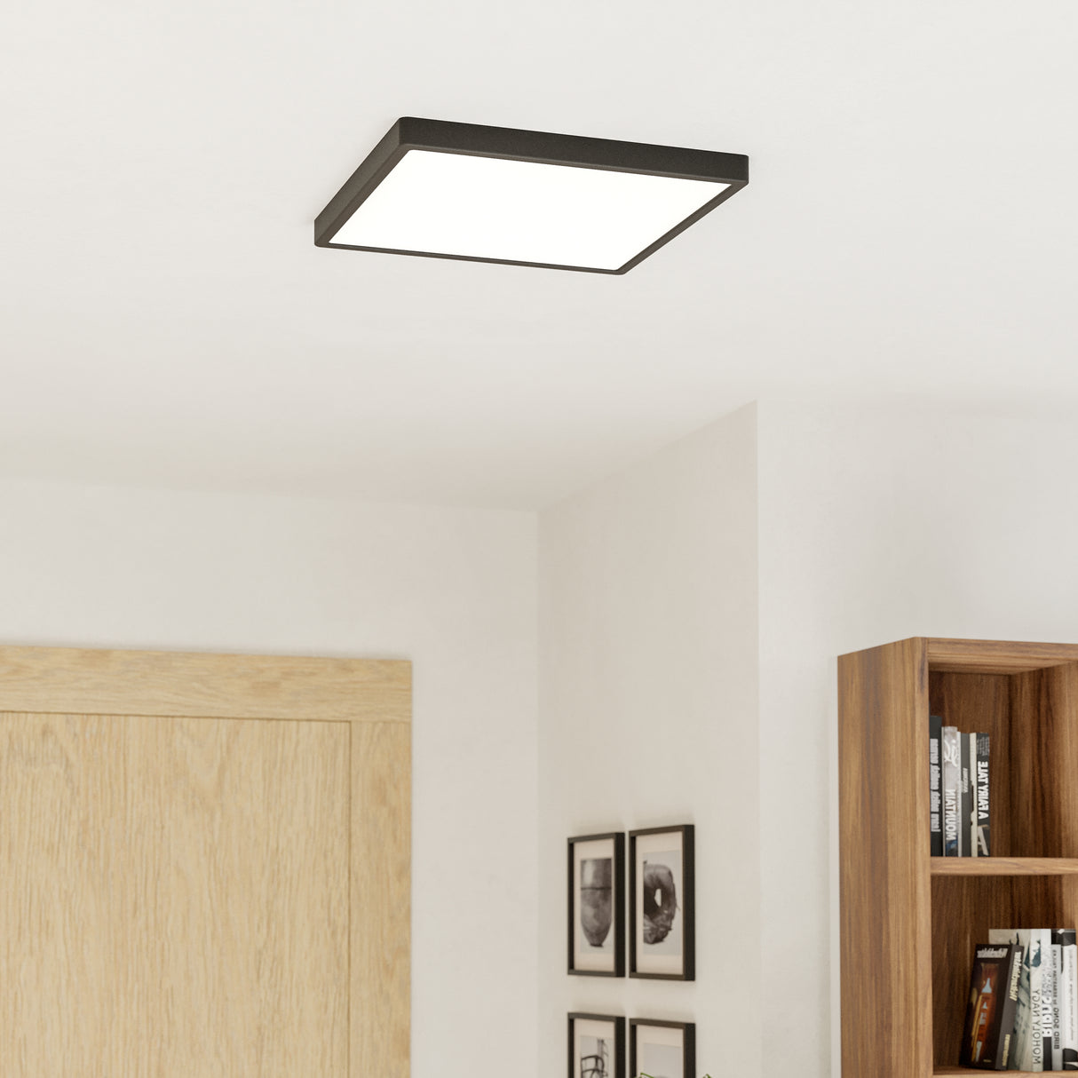 Eglo EU Fueva 6-Z Smart Control RGB IP44 Plastic Square Ceiling Light, 39cm Black