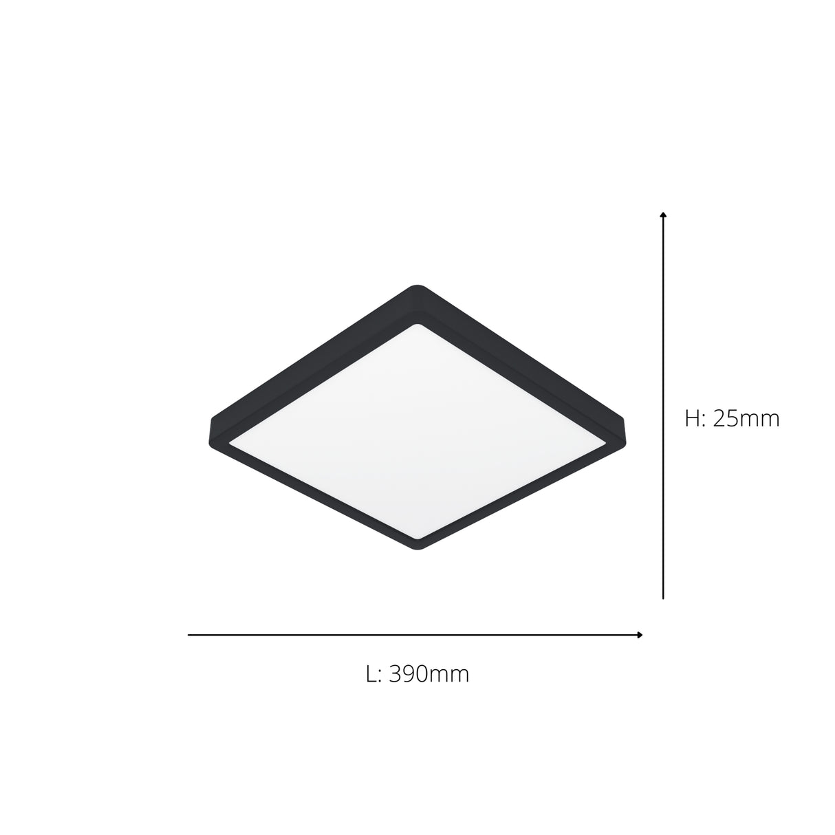 Eglo EU Fueva 6-Z Smart Control RGB IP44 Plastic Square Ceiling Light, 39cm Black