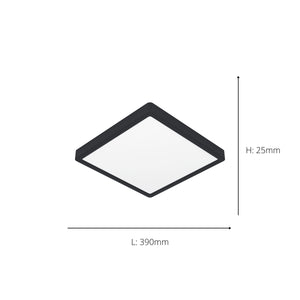 Eglo EU Fueva 6-Z Smart Control RGB IP44 Plastic Square Ceiling Light, 39cm Black