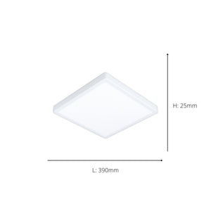 Eglo EU Fueva 6-Z Smart Control RGB IP44 Plastic Square Ceiling Light, 39cm White
