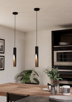 Eglo EU Barbotto Black Steel & Brown LED Single Pendant