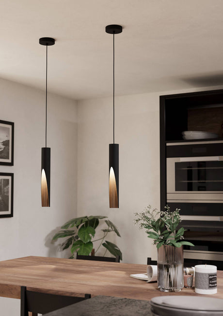 Eglo EU Barbotto Black Steel & Brown LED Single Pendant