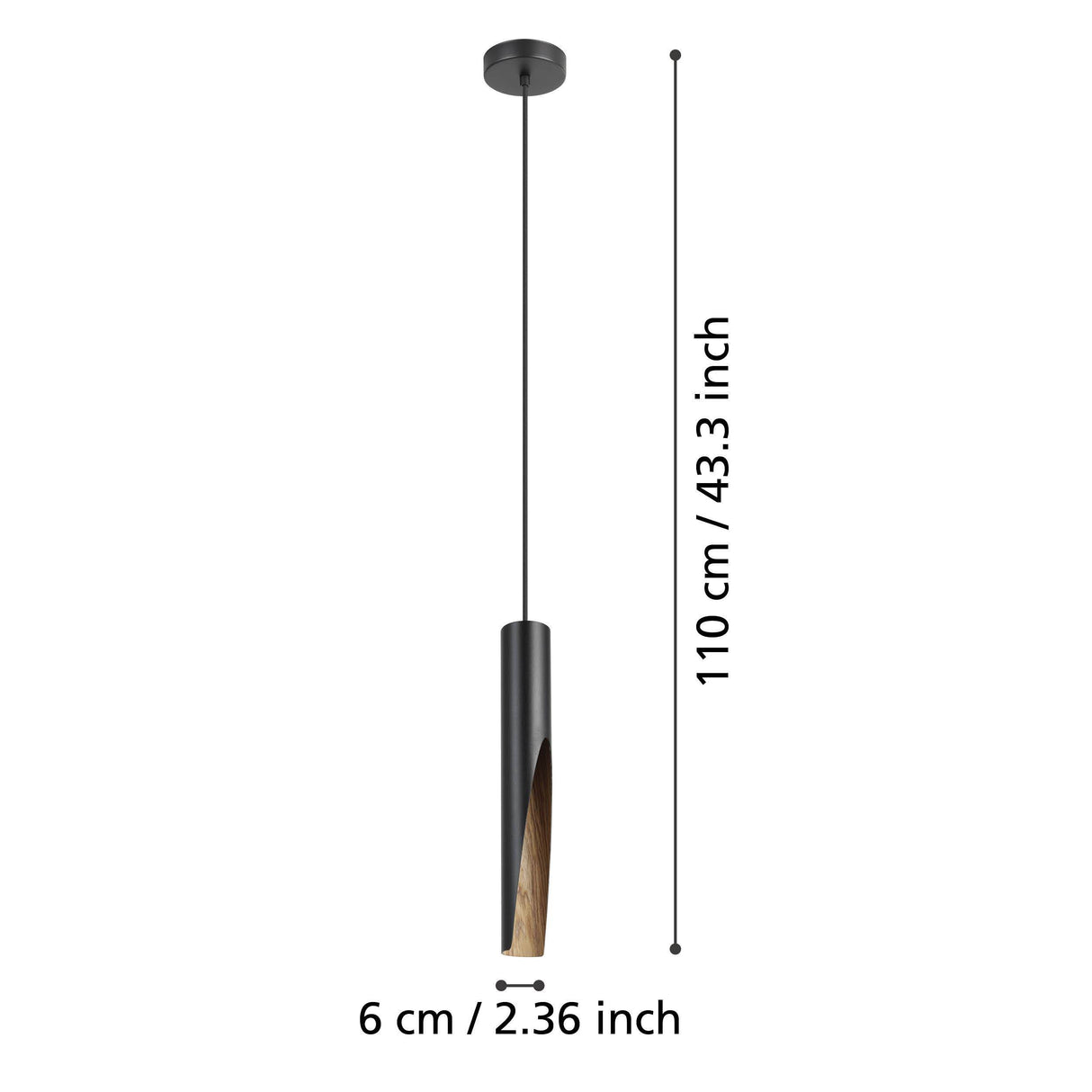 Eglo EU Barbotto Black Steel & Brown LED Single Pendant