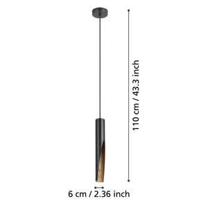 Eglo EU Barbotto Black Steel & Brown LED Single Pendant