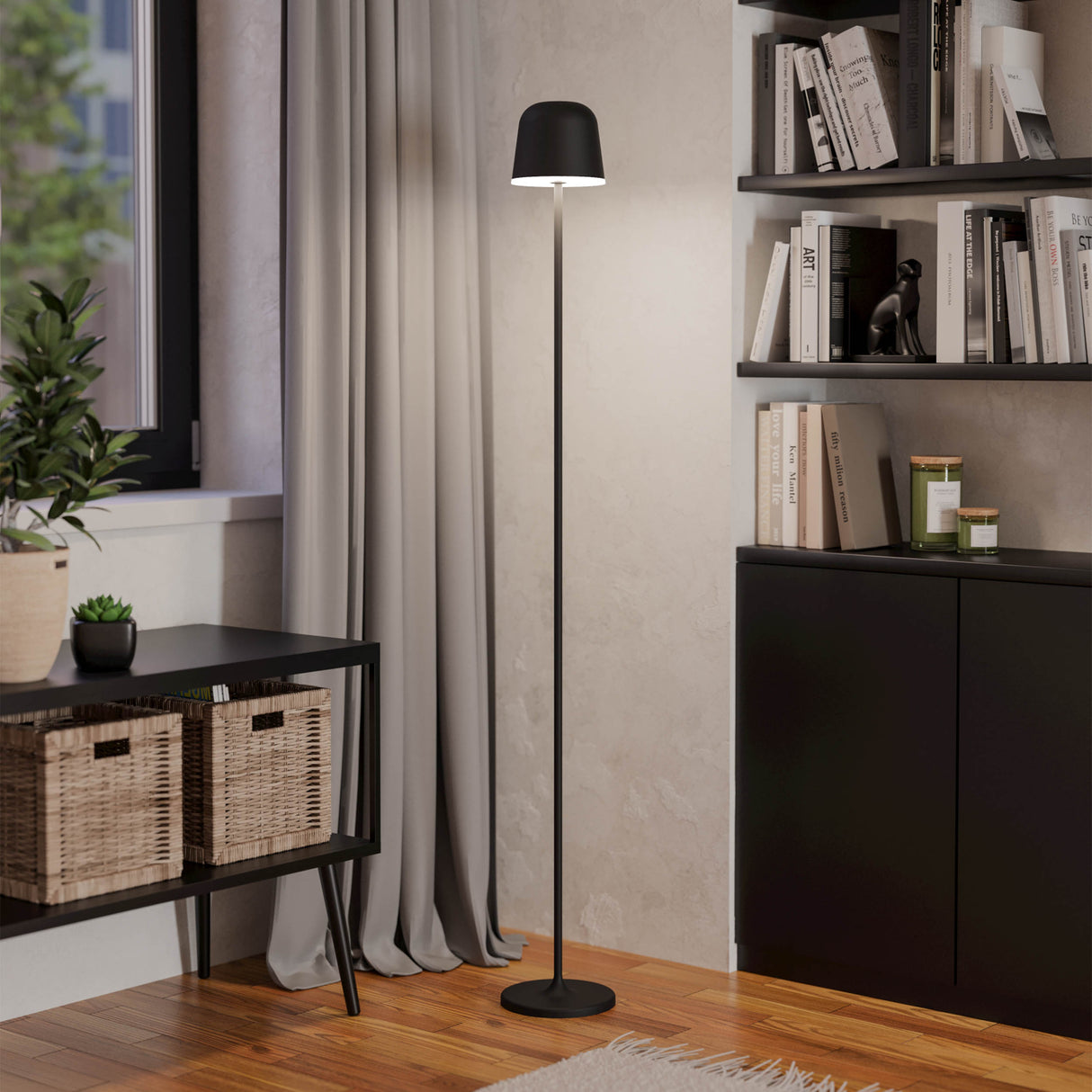 Eglo EU Mannera?L Rechargeable Portable LED Outdoor Floor Lamp Black, IP54, Touch Dimmer, 3?Step CCT