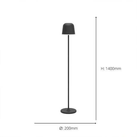 Eglo EU Mannera?L Rechargeable Portable LED Outdoor Floor Lamp Black, IP54, Touch Dimmer, 3?Step CCT
