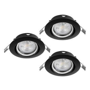 Eglo EU FAVAZZINA Recessed LED Light – Black, Triple GU10, Warm White, Multi?Spot Indoor Ceiling Downlight