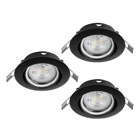 Eglo EU FAVAZZINA Recessed LED Light – Black, Triple GU10, Warm White, Multi?Spot Indoor Ceiling Downlight