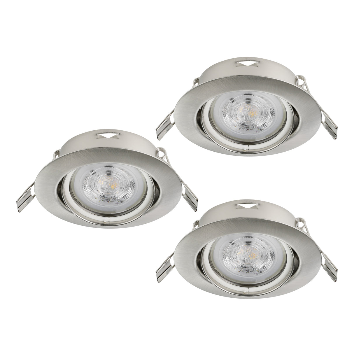 Eglo EU FAVAZZINA Recessed LED Light – Satin Nickel, Triple GU10, Warm White, Multi?Spot Indoor Ceiling Downlight