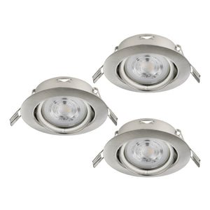 Eglo EU FAVAZZINA Recessed LED Light – Satin Nickel, Triple GU10, Warm White, Multi?Spot Indoor Ceiling Downlight