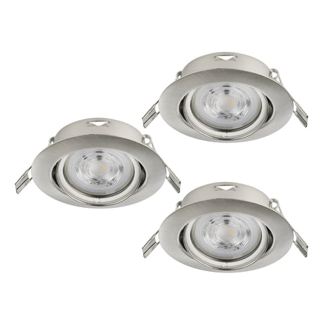 Eglo EU FAVAZZINA Recessed LED Light – Satin Nickel, Triple GU10, Warm White, Multi?Spot Indoor Ceiling Downlight