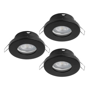 Eglo EU FAVAZZINA Recessed LED Light – Black, Triple GU10, Warm White, IP Rated, Indoor Ceiling Downlight