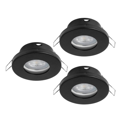 Eglo EU FAVAZZINA Recessed LED Light – Black, Triple GU10, Warm White, IP Rated, Indoor Ceiling Downlight