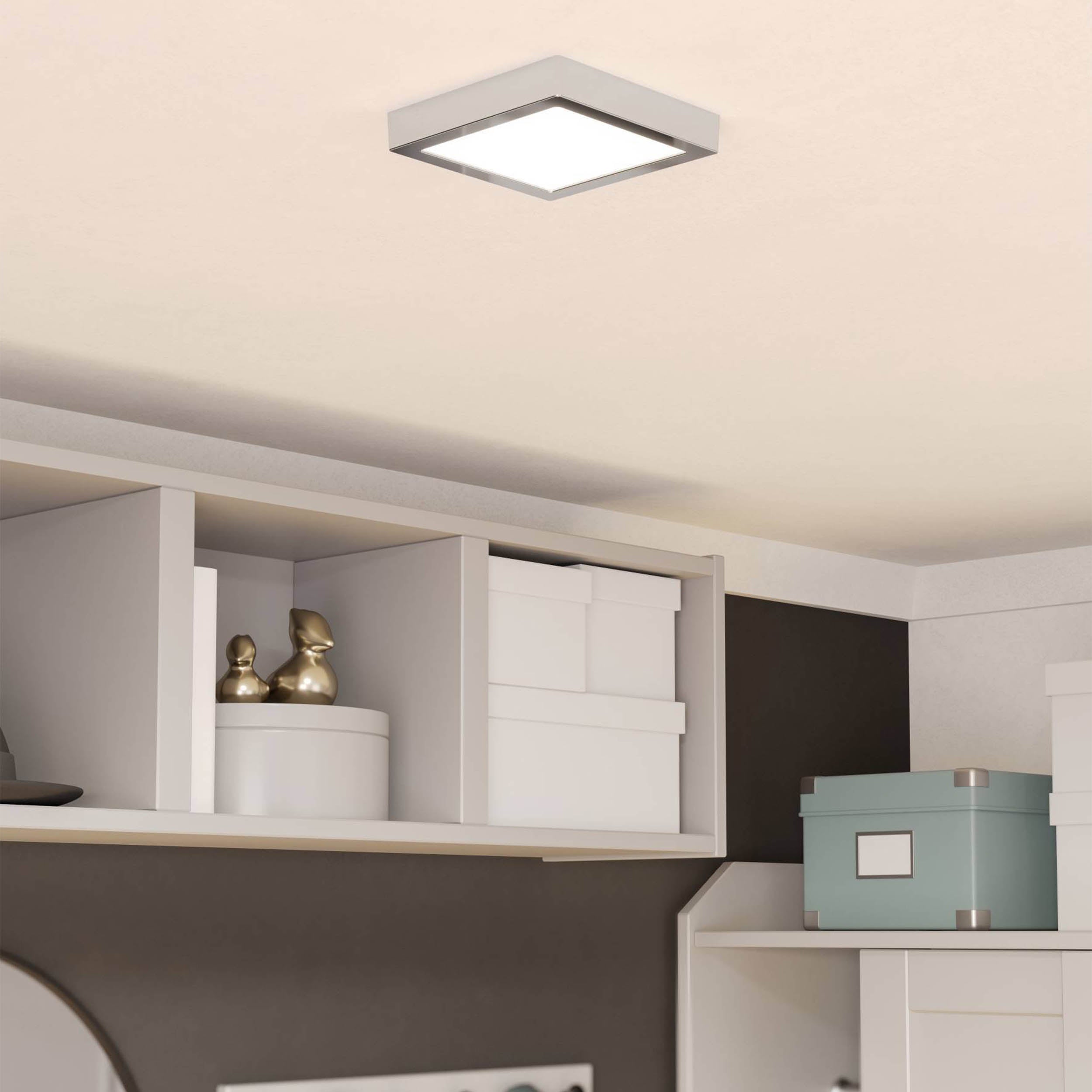 Eglo EU Fueva 6 Square LED Ceiling Light Chrome 22cm product image - Endon Lighting from First Light Direct with great prices and fast UK delivery