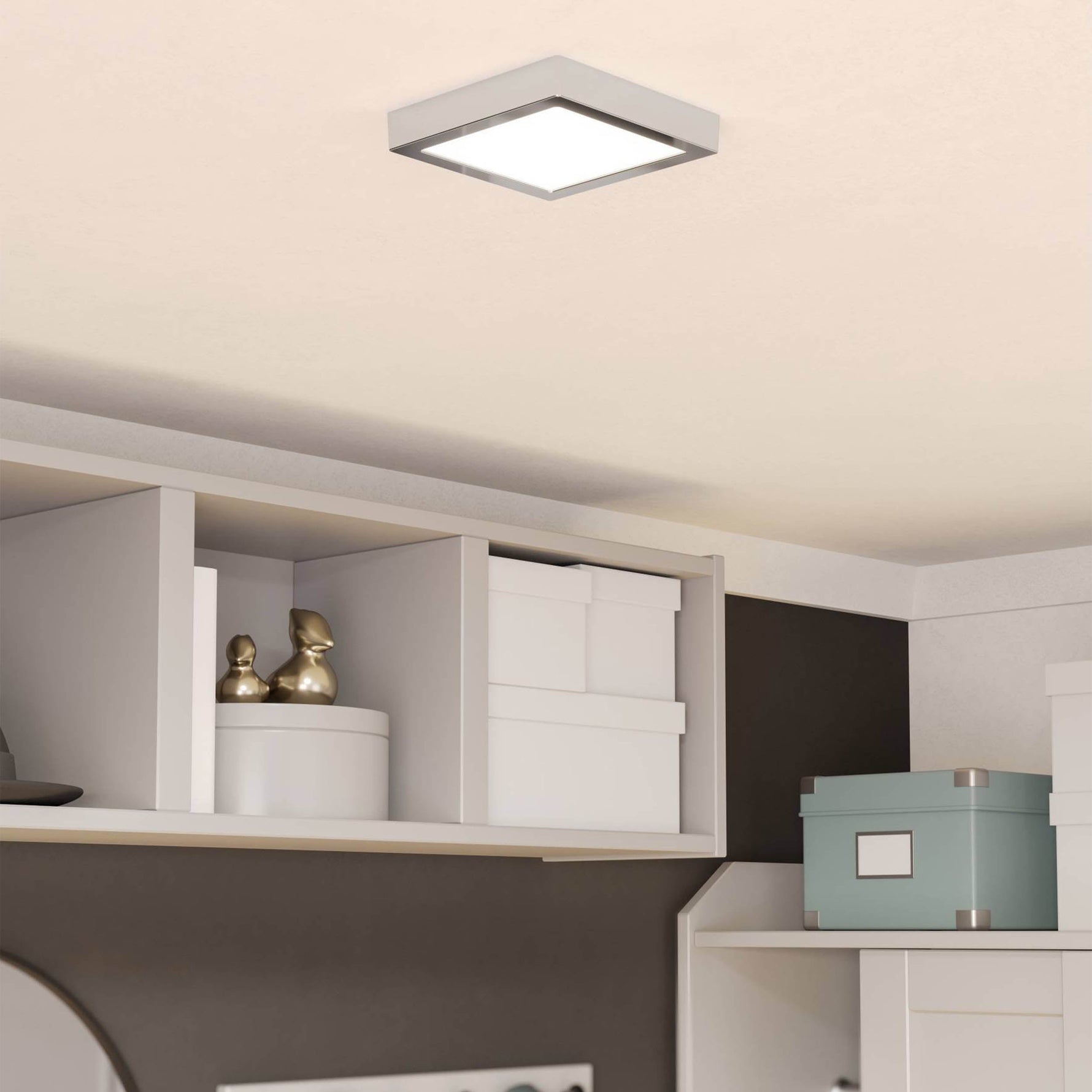 Eglo EU Fueva 6 Square LED Ceiling Light Chrome 22cm product image - Endon Lighting from First Light Direct with great prices and fast UK delivery