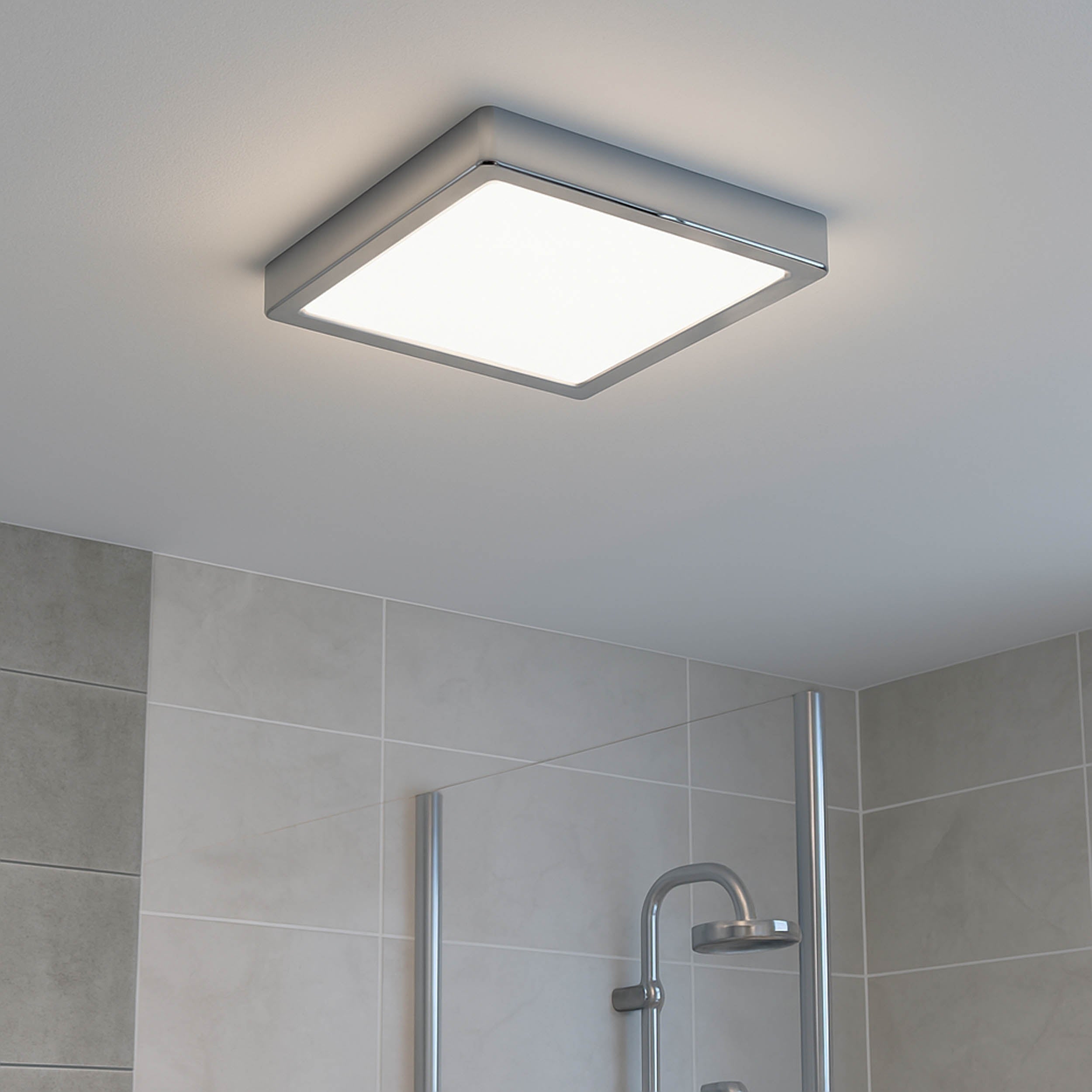 Eglo EU Fueva 6 Square LED Ceiling Light Chrome 29cm product image - Endon Lighting from First Light Direct with great prices and fast UK delivery