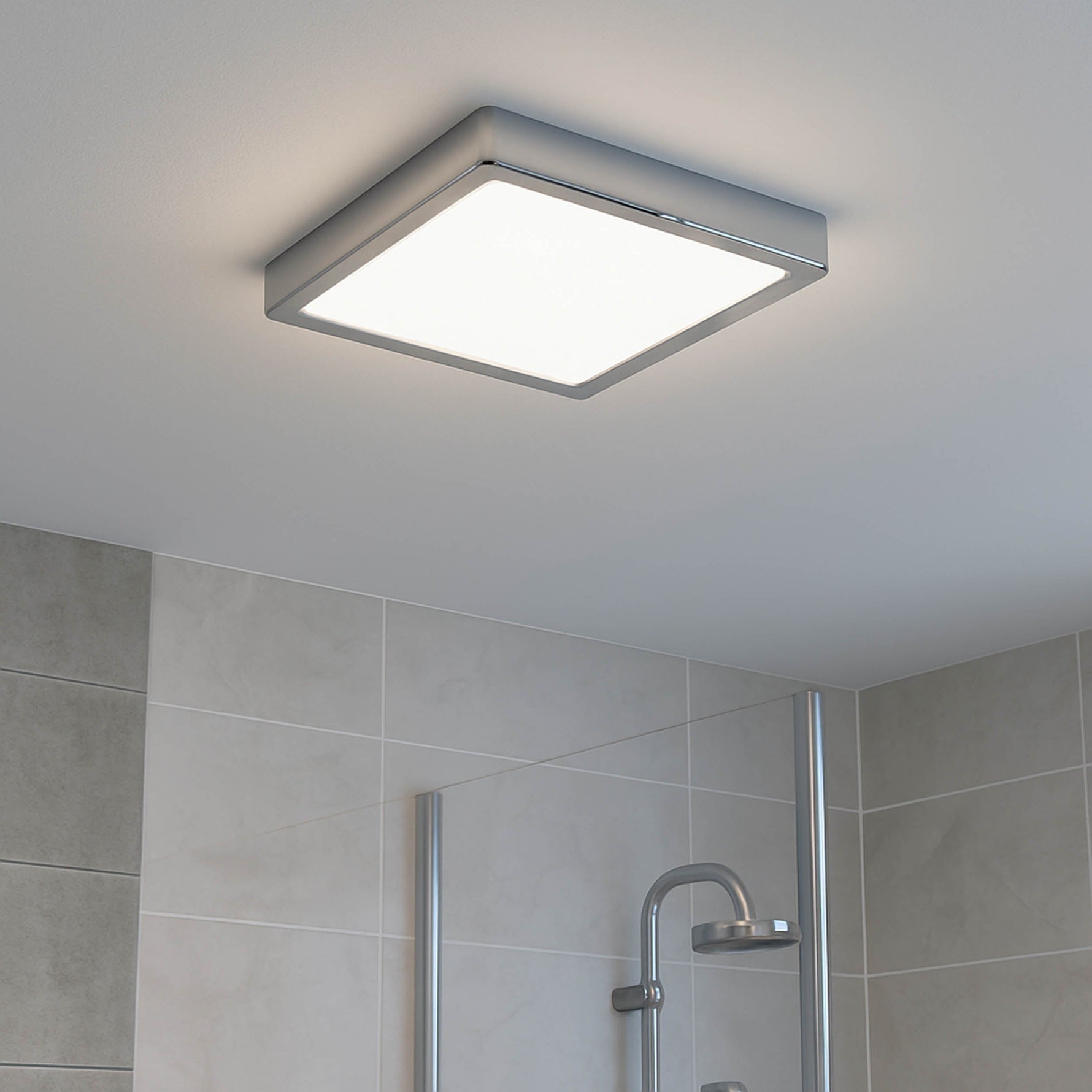 Eglo EU Fueva 6 Square LED Ceiling Light Chrome 29cm product image - Endon Lighting from First Light Direct with great prices and fast UK delivery
