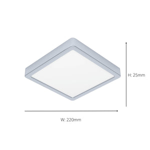 Eglo EU Fueva 6 Square LED Ceiling Light Chrome 22cm