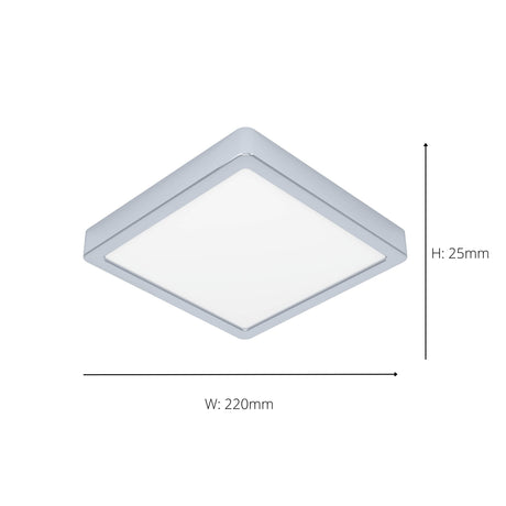 Eglo EU Fueva 6 Square LED Ceiling Light Chrome 22cm