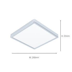 Eglo EU Fueva 6 Square LED Ceiling Light Chrome 29cm