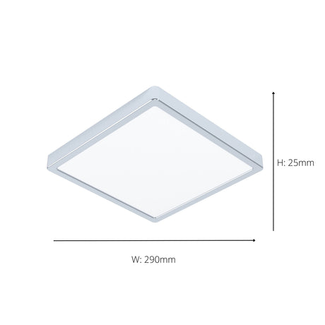 Eglo EU Fueva 6 Square LED Ceiling Light Chrome 29cm