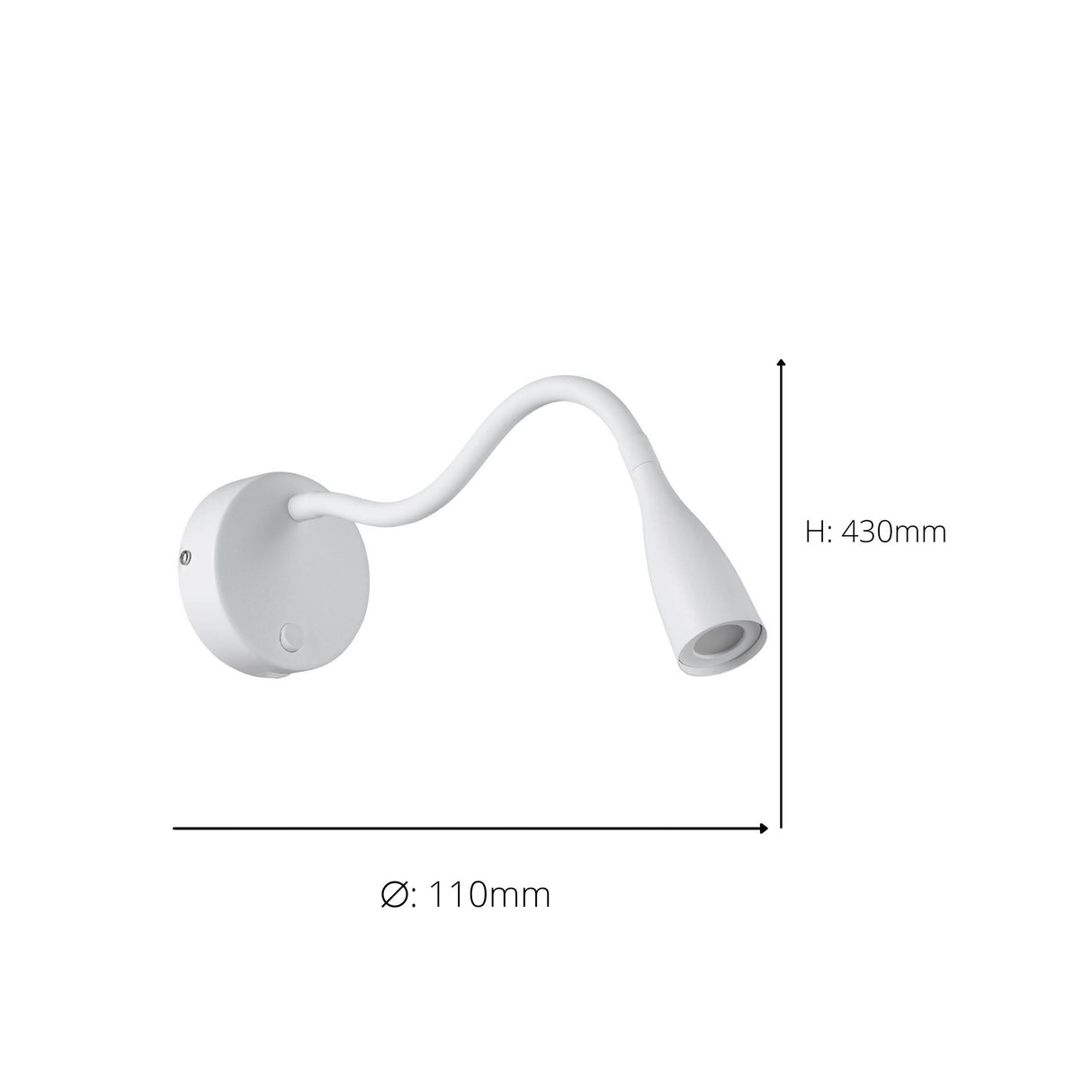 Eglo EU Olivandino LED Wall Light White Steel with Flexible Reading Arm and USB Charging Port, Warm White 3000K