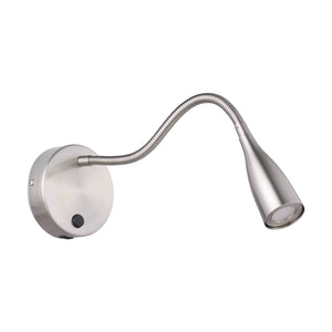Eglo EU Olivandino LED Wall Light Satin Nickel Steel with Flexible Reading Arm and USB Charging Port, Warm White 3000K