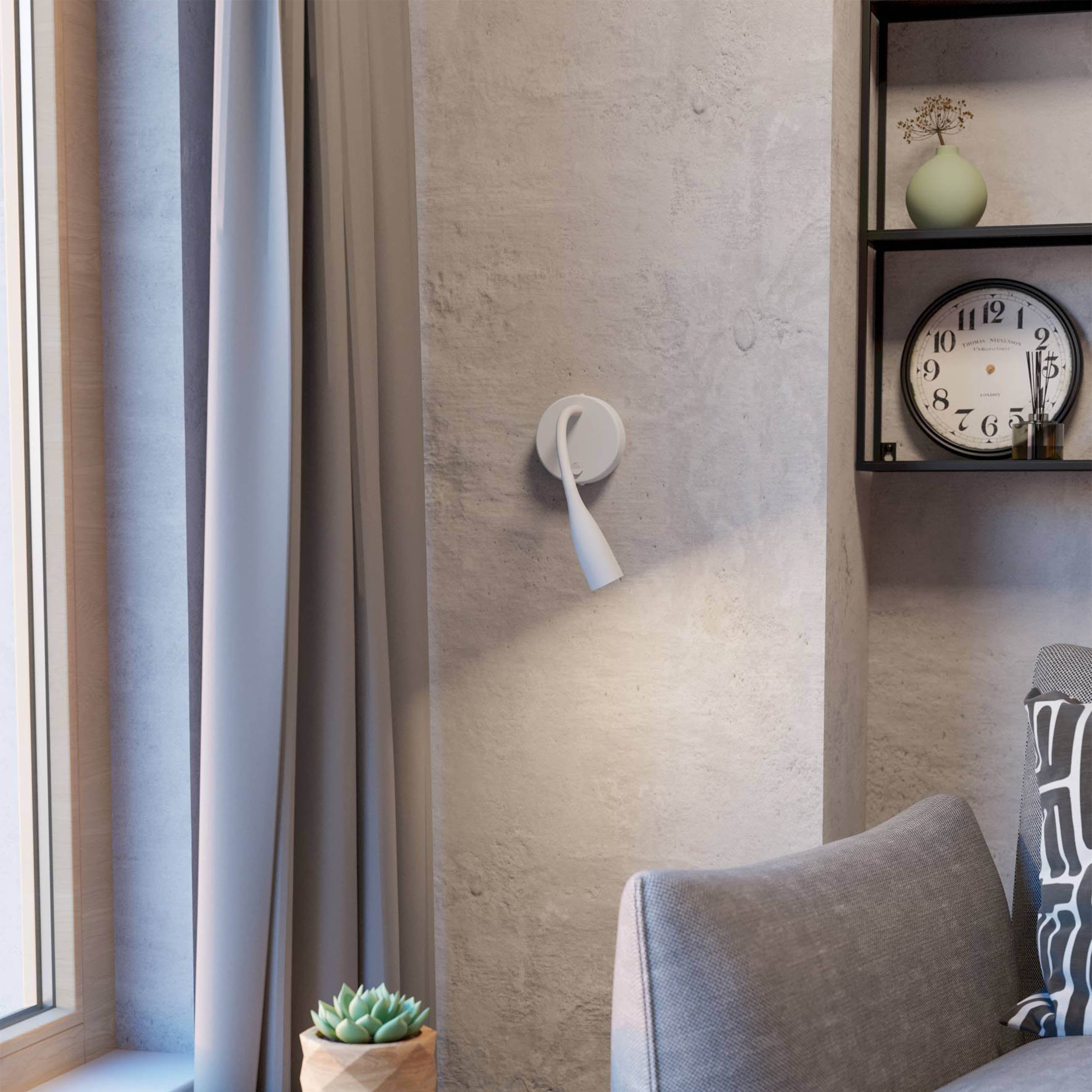 Eglo EU Olivandino LED Wall Light Satin Nickel Steel with Flexible Reading Arm and USB Charging Port, Warm White 3000K