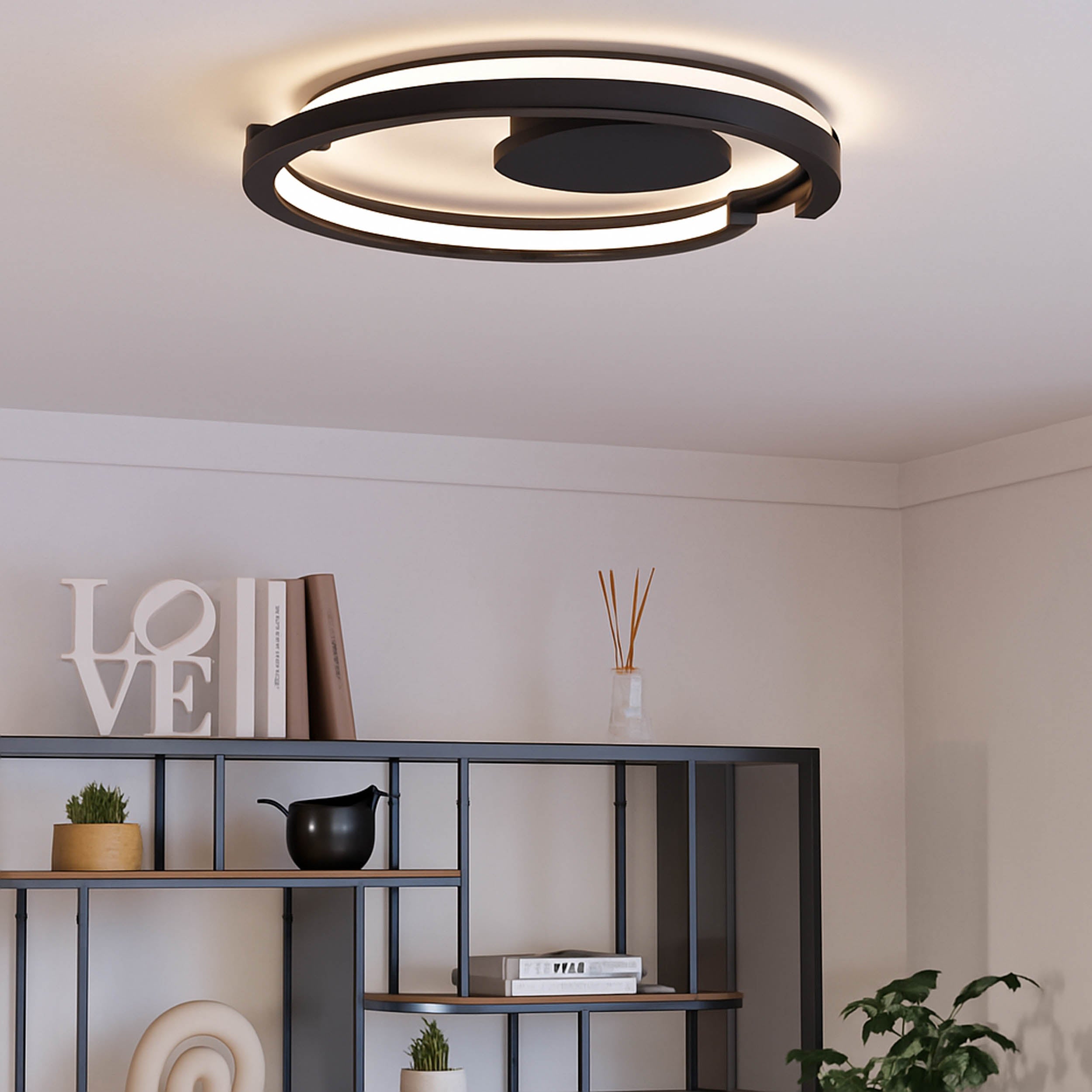 Eglo EU Mezzomonte LED Ceiling Light 48cm Circular Bronze & Black, Tuneable White and Dimmable with Remote Control product image - Endon Lighting from First Light Direct with great prices and fast UK delivery