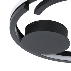 Eglo EU Mezzomonte LED Ceiling Light 48cm Circular Black, Tuneable White and Dimmable with Remote Control
