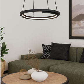 Eglo EU Mezzomonte LED Pendant Light 48cm Circular Black, Tuneable White and Dimmable with Remote Control
