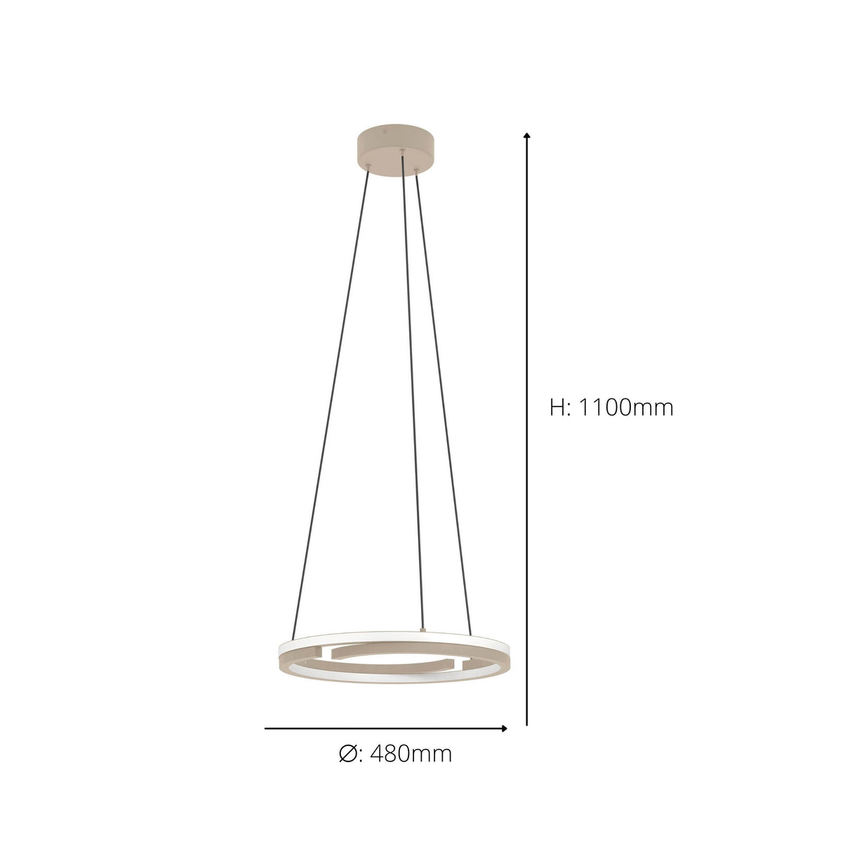 Eglo EU Mezzomonte LED Pendant Light 48cm Circular Sandy, Tuneable White and Dimmable with Remote Control