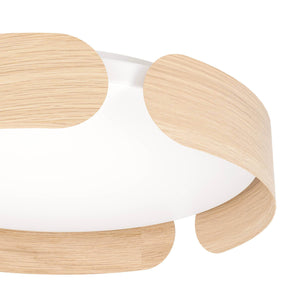 Eglo EU Valcasotto Ceiling Light Wood Look 40 cm Round LED Ceiling Light with Curved Wooden Accents