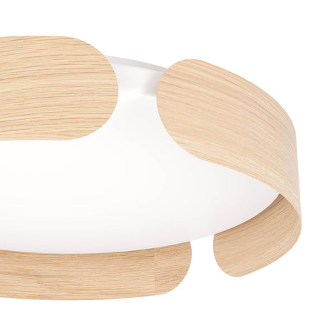 Eglo EU Valcasotto Ceiling Light Wood Look 40 cm Round LED Ceiling Light with Curved Wooden Accents